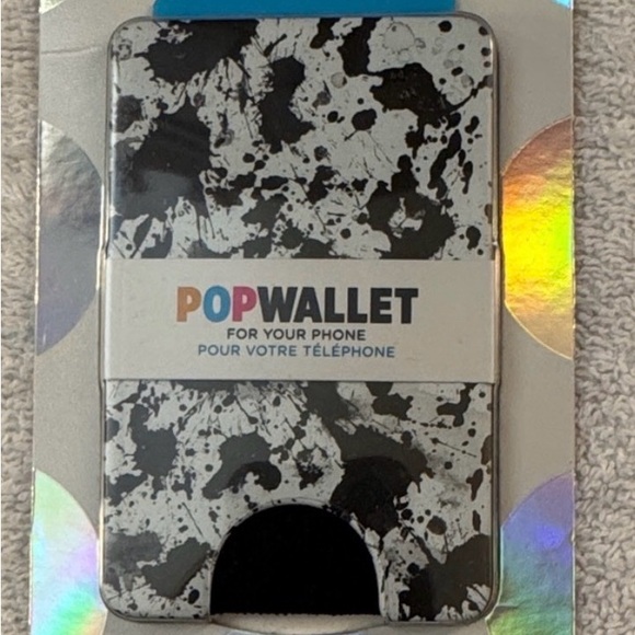NWT PopSocket PopWallet Black & White Splatter Magnetic Grip Card Phone Holder - Picture 2 of 3